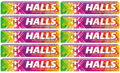 10 HALLS COLORS Fruit Flavor Mix Pastilles Refreshing Candy Drops 33g 1.16oz