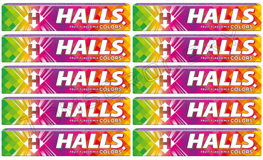 10 HALLS COLORS Fruit Flavor Mix Pastilles Refreshing Candy Drops 33g 1.16oz