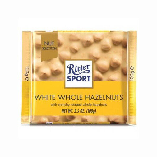 4 RITTER SPORT White Whole Hazelnuts German Chocolate Bars Sweets 100g 3.5oz