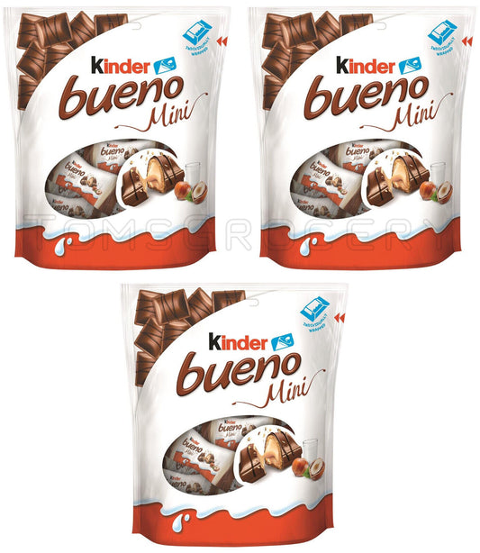 3 x KINDER BUENO MINI Milk Hazelnut Flavor Wafers Candy Snacks 108g 3.8oz