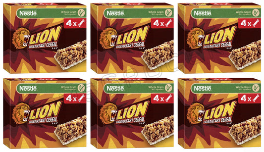 6 x NESTLE LION Breakfast Cereal Bars Healthy Tasty Snacks Treats 100g 3.5oz