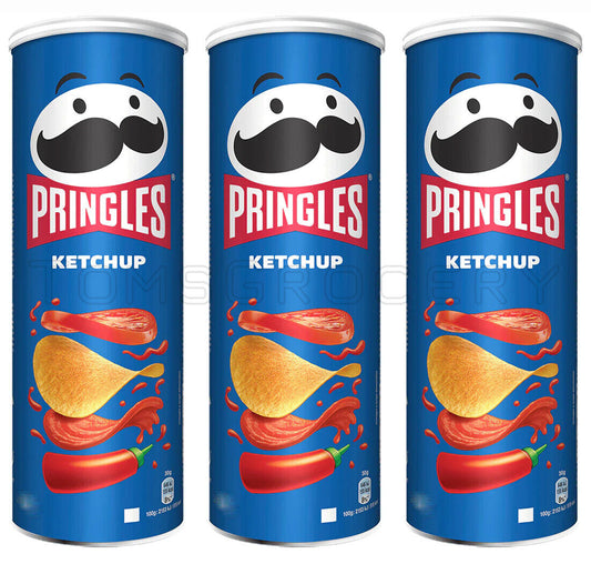 3 PRINGLES KETCHUP Flavor Potato Chips Tubes Crisps Snacks 165g 5.3oz