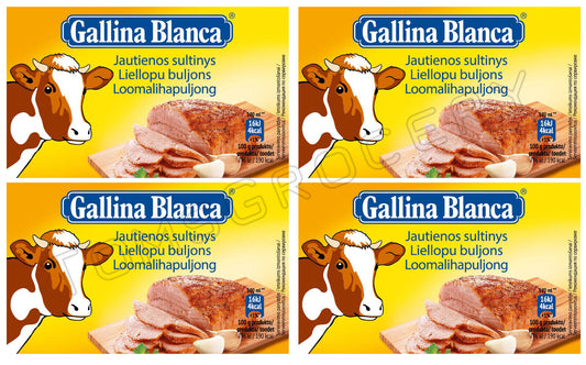 4 GALLINA BLANCA BEEF Soup Cubes Bouillon Broth Packs 80g 2.8oz