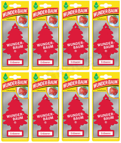 8 x WUNDER BAUM STRAWBERRY Car Scents Hanging Little Trees Air Freshener