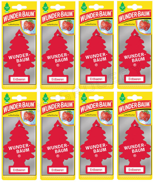 8 x WUNDER BAUM STRAWBERRY Car Scents Hanging Little Trees Air Freshener