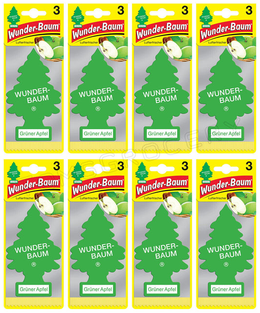 8 x WUNDER BAUM GREEN APPLE Car Scents Hanging Little Trees Air Freshener