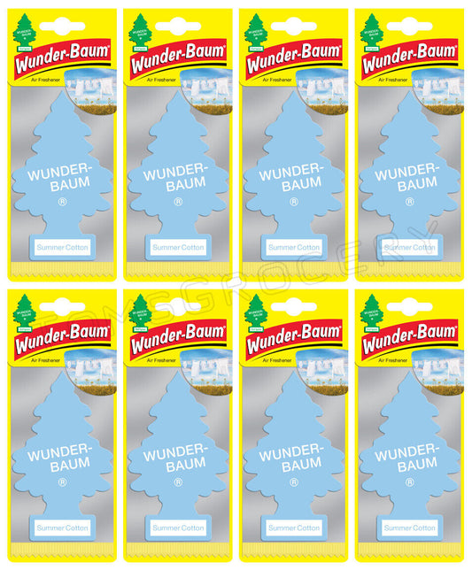 8 x WUNDER BAUM SUMMER COTTON Car Scents Hanging Little Trees Air Freshener