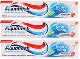 3 AQUAFRESH FRESH & MINTY All in One Protection Family Toothpaste 100ml