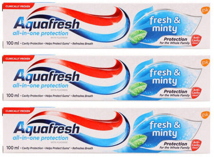 3 AQUAFRESH FRESH & MINTY All in One Protection Family Toothpaste 100ml