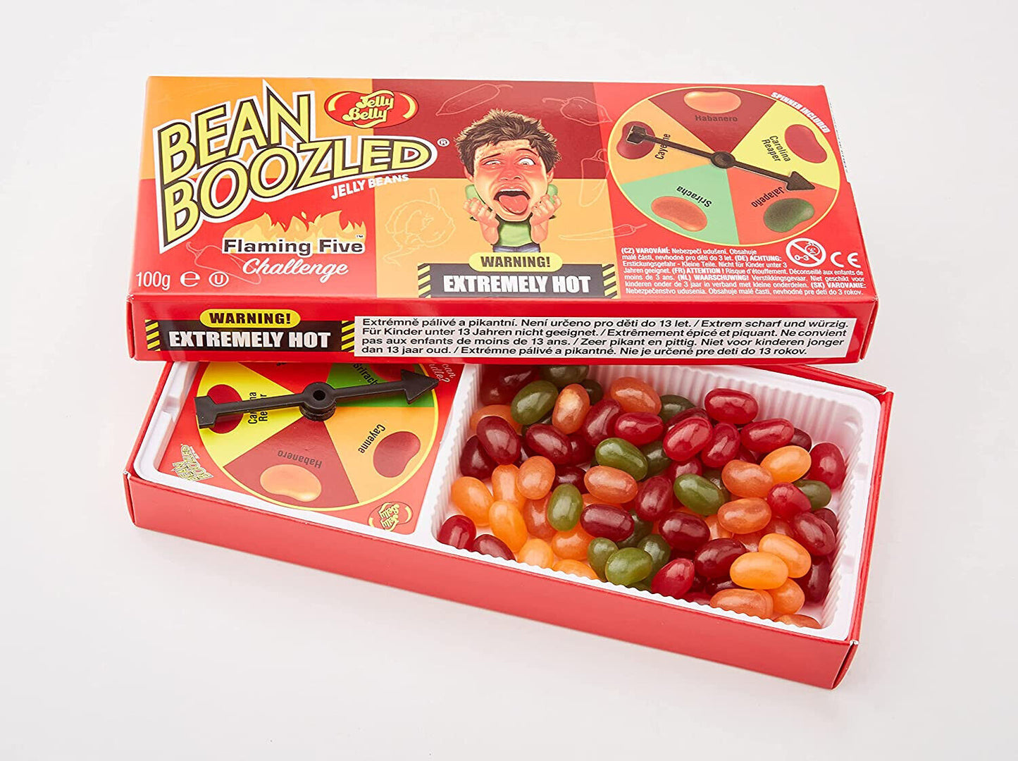 JELLY BELLY BEAN BOOZLED SPINNER Challenge Flaming Hot Candy Party Gift Box 100g