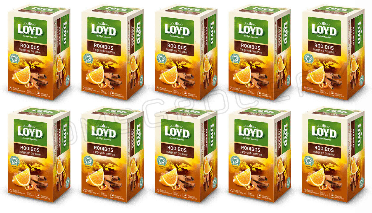 10 LOYD ROOIBOS ORANGE & CINNAMON Herbal Infusion Tea 20 Envelope Boxes