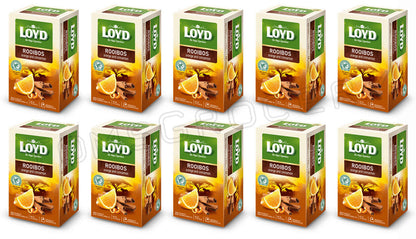 10 LOYD ROOIBOS ORANGE & CINNAMON Herbal Infusion Tea 20 Envelope Boxes