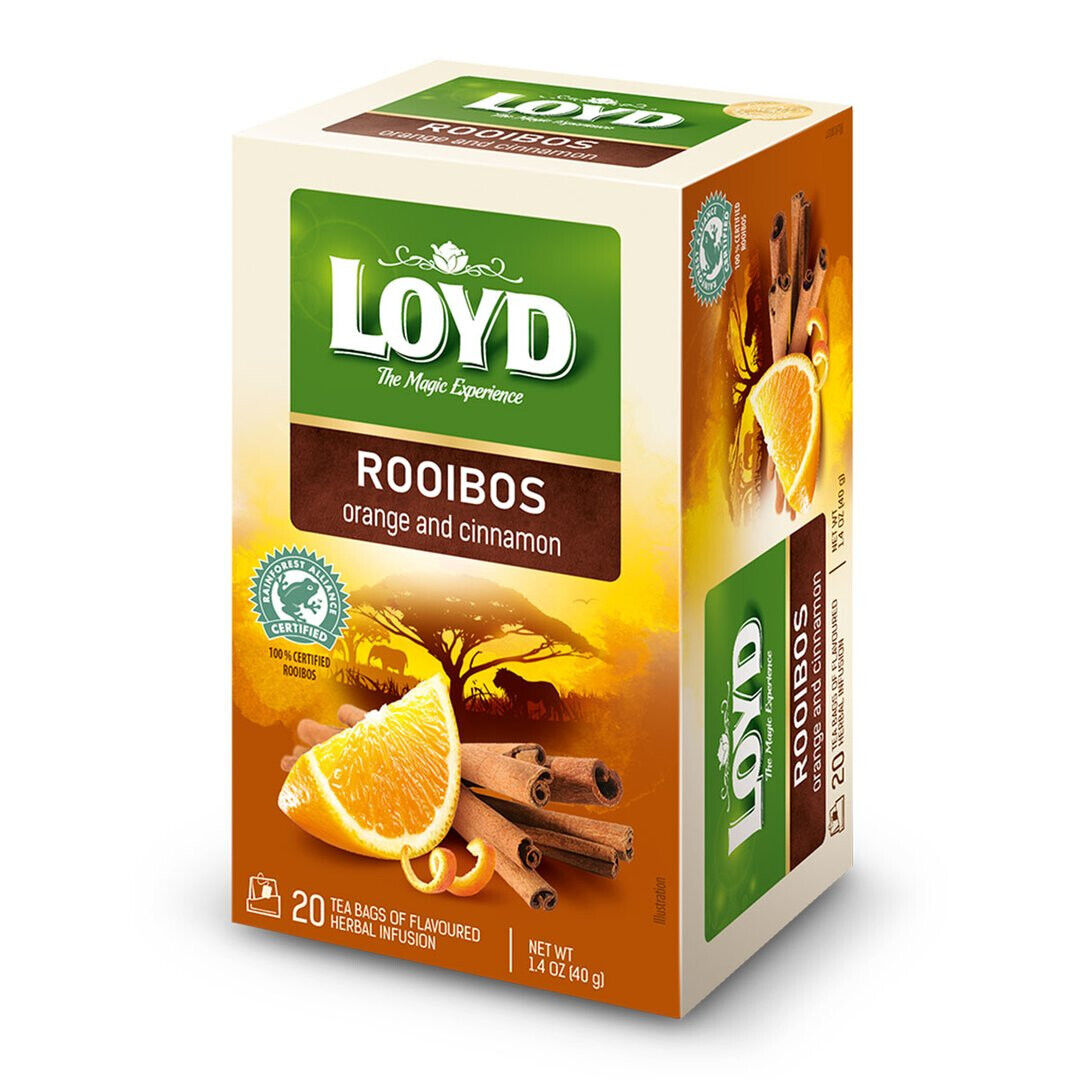 10 LOYD ROOIBOS ORANGE & CINNAMON Herbal Infusion Tea 20 Envelope Boxes