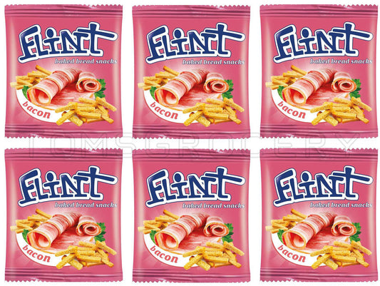 FLINT BACON Flavor Baked Bread Crisps Rusks European Snacks 6x 35g 1.2oz