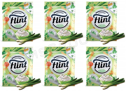 FLINT SOUR CREAM & HERBS Baked Bread Crisps Rusks European Snacks 6x 35g 1.2oz