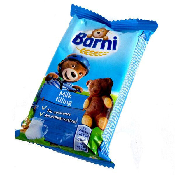 BEAR BARNI Soft Sponge Biscuit Cakes Treats Sweets with Milk Filling 24x 30g