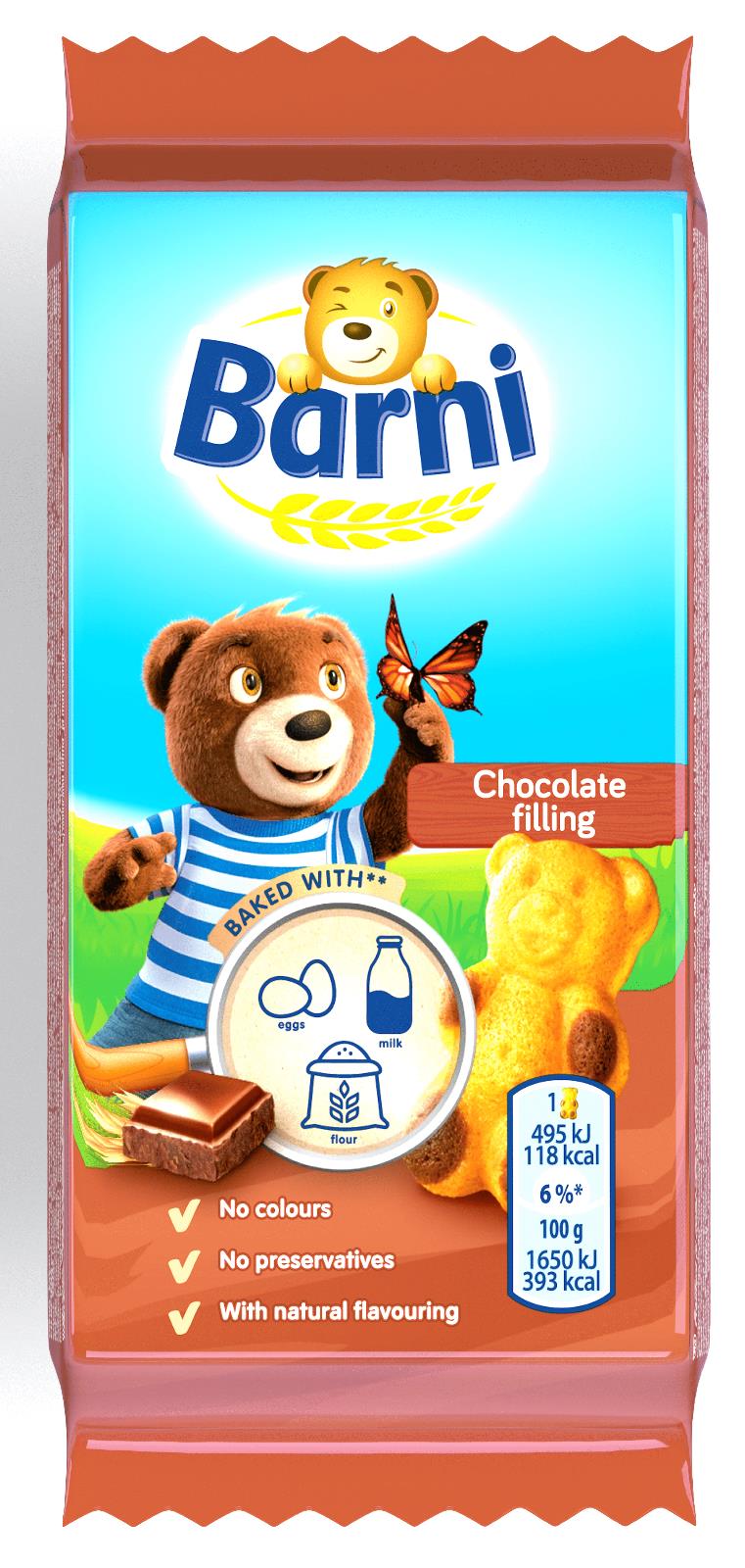 BEAR BARNI CHOCOLATE Flavor Soft Sponge Biscuit Cakes Treats Sweets 24x 30g