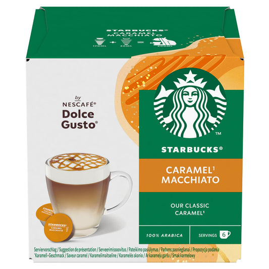 STARBUCKS CARAMEL MACCHIATO Dolce Gusto Compatible Coffee Capsules Pods Box