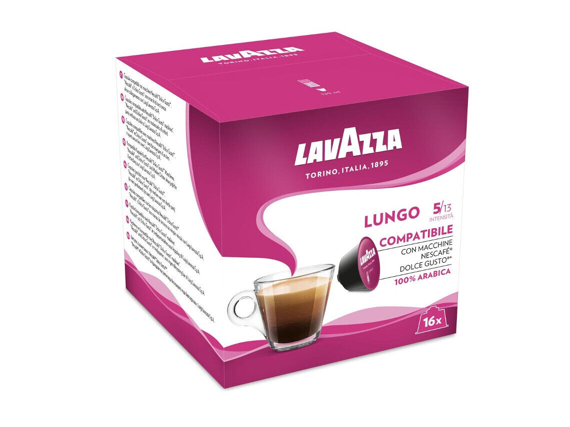 LAVAZZA LUNGO 100% ARABICA Dolce Gusto Compatible Coffee Capsules Pods Box