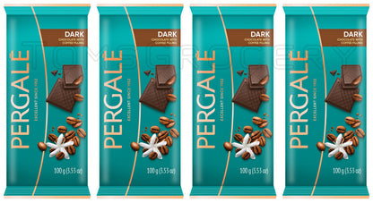 4 PERGALE Dark Chocolate with Coffee Filling European Candy Sweets 100g 3.5oz