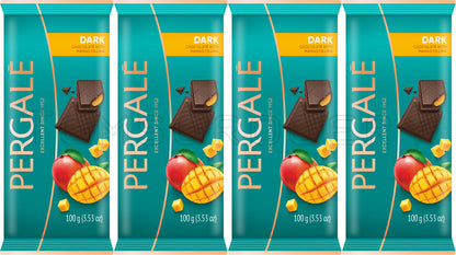 4 PERGALE Dark Chocolate with Mango Filling European Candy Sweets 100g 3.5oz