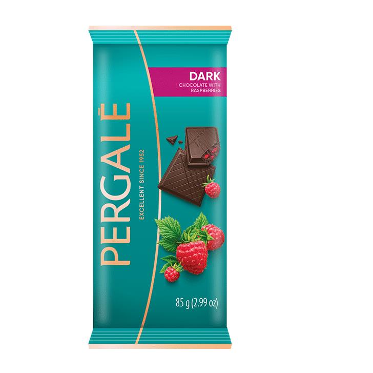 4 PERGALE DARK CHOCOLATE Bars with Raspberry Pieces 85g 3oz