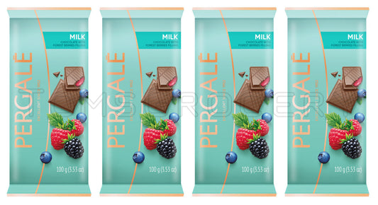 4 PERGALE Milk Chocolate Bars with Forest Berries FillingCandy Sweets 100g 3.5oz