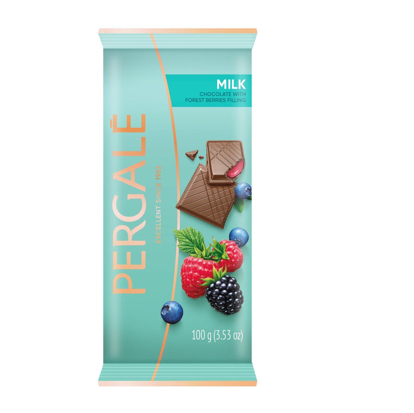 4 PERGALE Milk Chocolate Bars with Forest Berries FillingCandy Sweets 100g 3.5oz