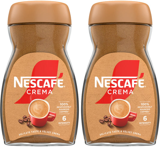 2 NESCAFE CREMA Instant Coffee Jars Delicate Taste & Velvet Crema 100g 3.5oz