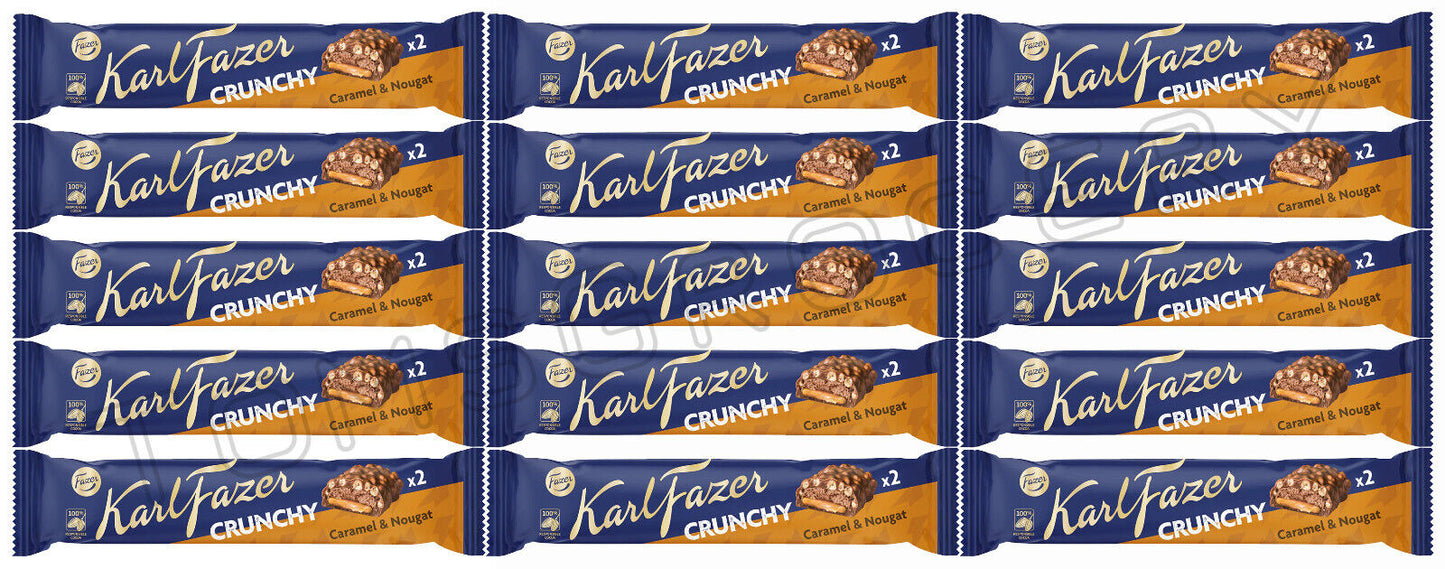 FAZER CRUNCHY Caramel & Nougat Chocolate Bars Candy European Sweets 15x55g 1.9oz