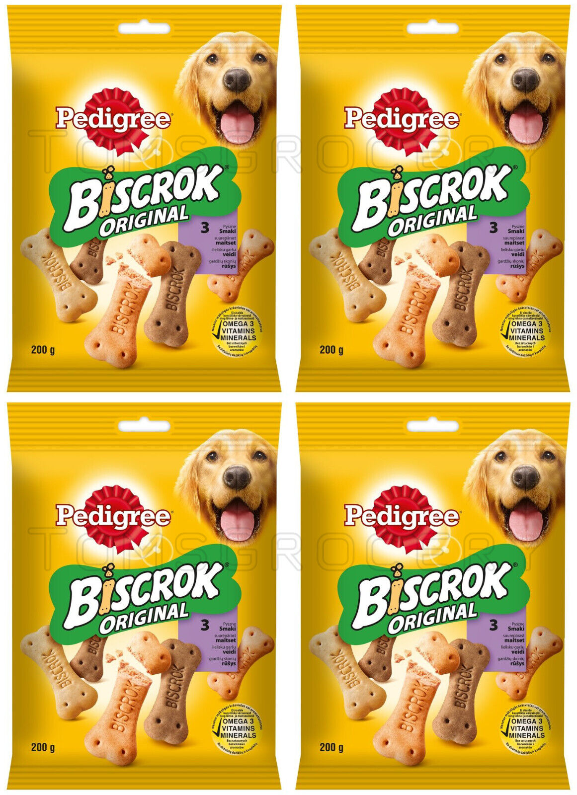 4 PEDIGREE BISCROK ORIGINAL Dog Treats Biscuits with Vitamins & Minerals 200g