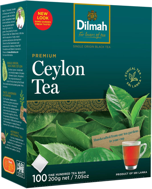 DILMAH PREMIUM CEYLON TEA Single Origin Sri Lanka Black Tea (100 servings)