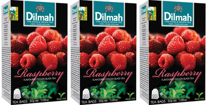 3 DILMAH RASPBERY Flavor Ceylon Black Tea Sri Lanka Origin (60 servings)