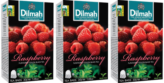 3 DILMAH RASPBERY Flavor Ceylon Black Tea Sri Lanka Origin (60 servings)