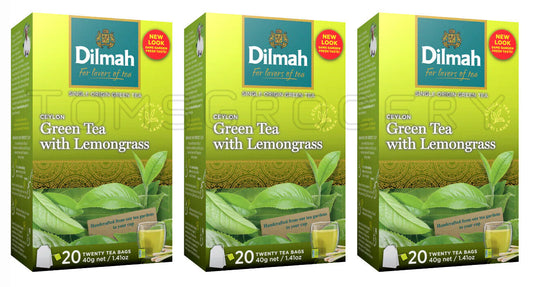 3 DILMAH CEYLON GREEN TEA WITH LEMONGRASS Tea Sri Lanka Origin (60 servings)