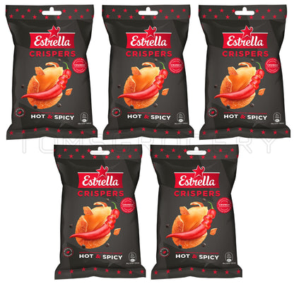 5 ESTRELLA CRISPERS HOT & SPICY CHILI Flavor Crunchy Coated Peanuts Snacks 140g