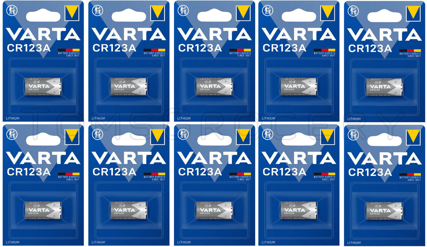 10 VARTA LITHIUM CR123A 6205 3V CR17345 06205 Cylindrical Batteries
