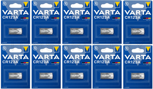 10 VARTA LITHIUM CR123A 6205 3V CR17345 06205 Cylindrical Batteries