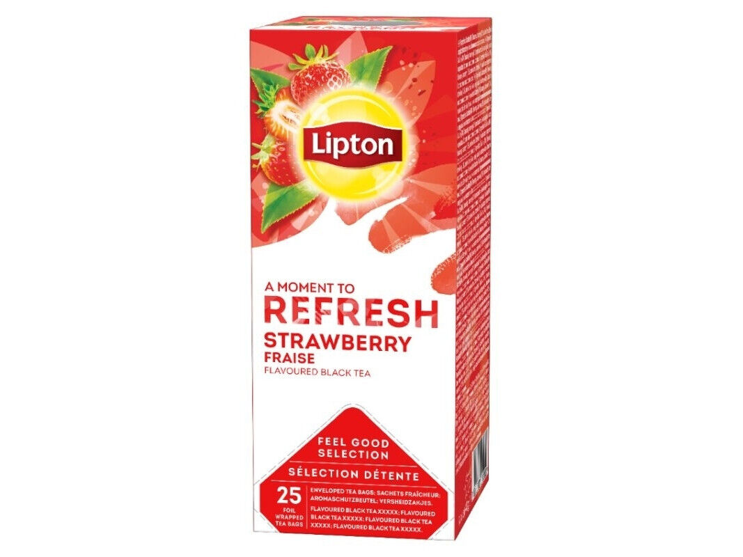 LIPTON REFRESH STRAWBERRY Flavor Black Tea Box (25 servings)