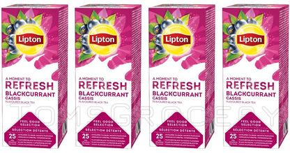 4 LIPTON REFRESH BLACKCURRANT Flavor Black Tea Boxes (100 servings)