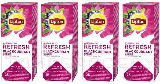 4 LIPTON REFRESH BLACKCURRANT Flavor Black Tea Boxes (100 servings)