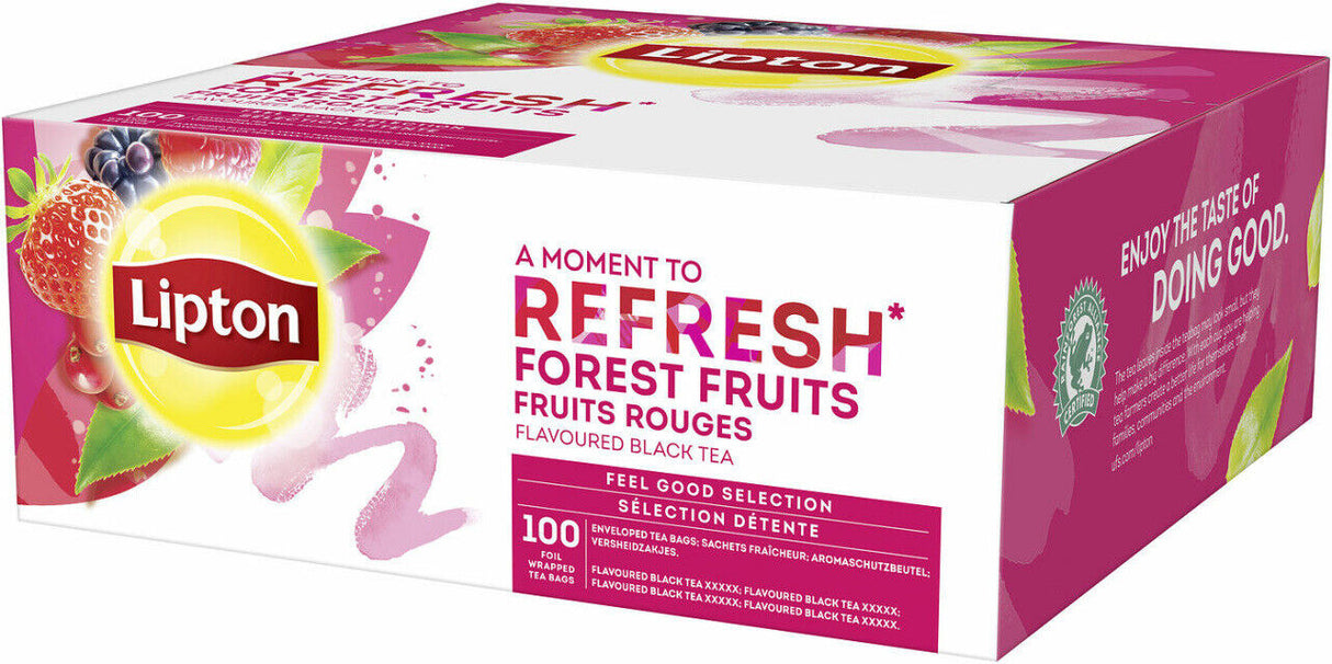 LIPTON REFRESH FOREST FRUIT Flavor Black Tea 100 Teabags Box