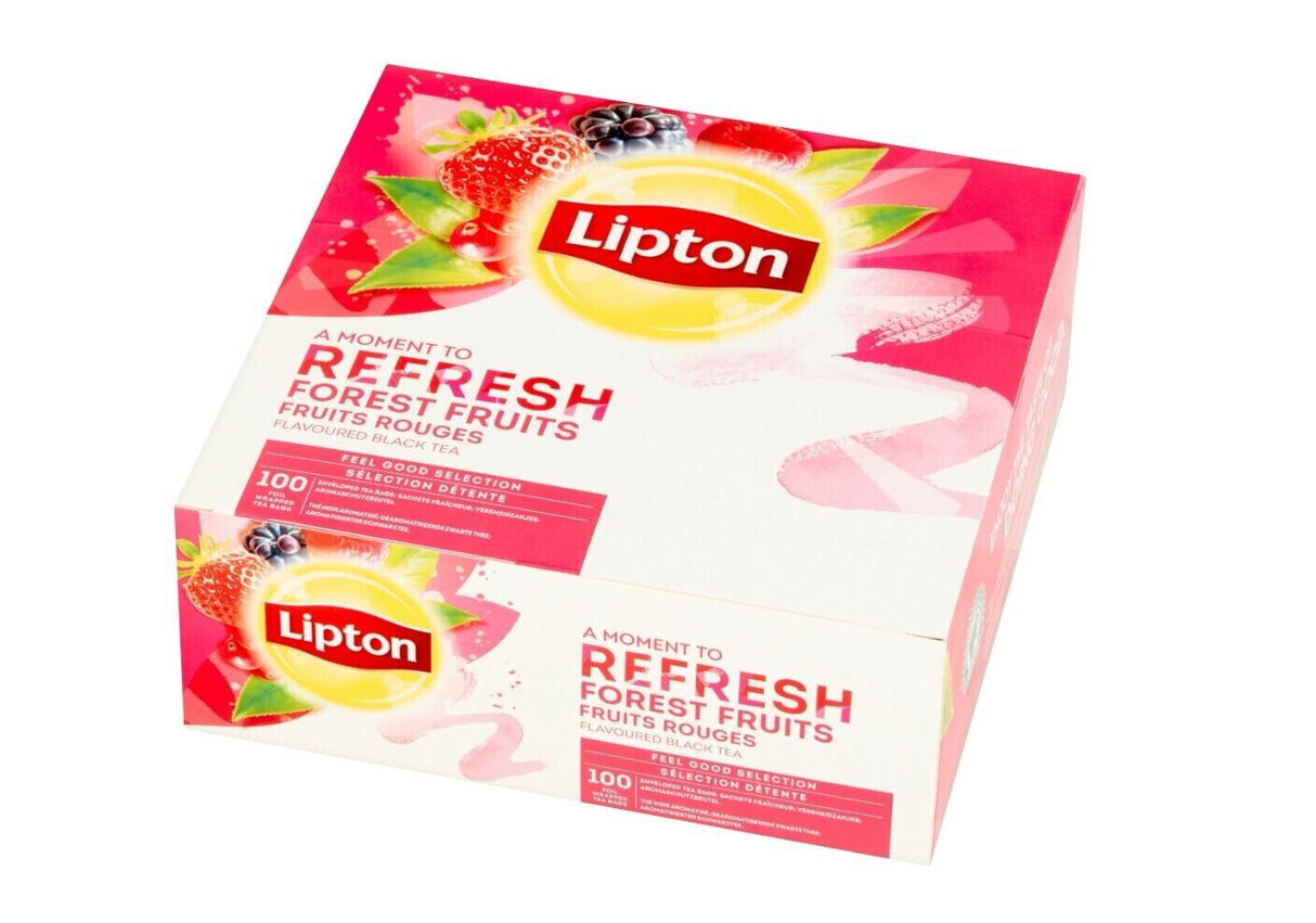 LIPTON REFRESH FOREST FRUIT Flavor Black Tea 100 Teabags Box