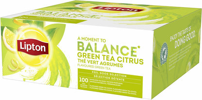 LIPTON BALANCE GREEN TEA CITRUS Flavor Tea 100 Servings Box