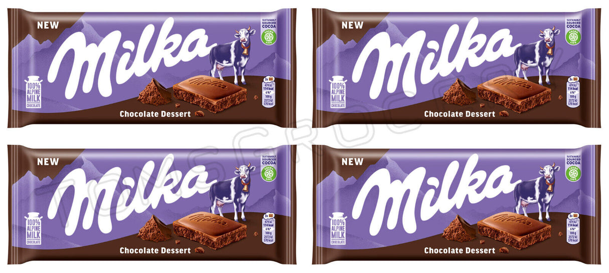 4 MILKA CHOCOLATE DESSERT Chocolate Bars European Candy Sweets 100g 3.5oz
