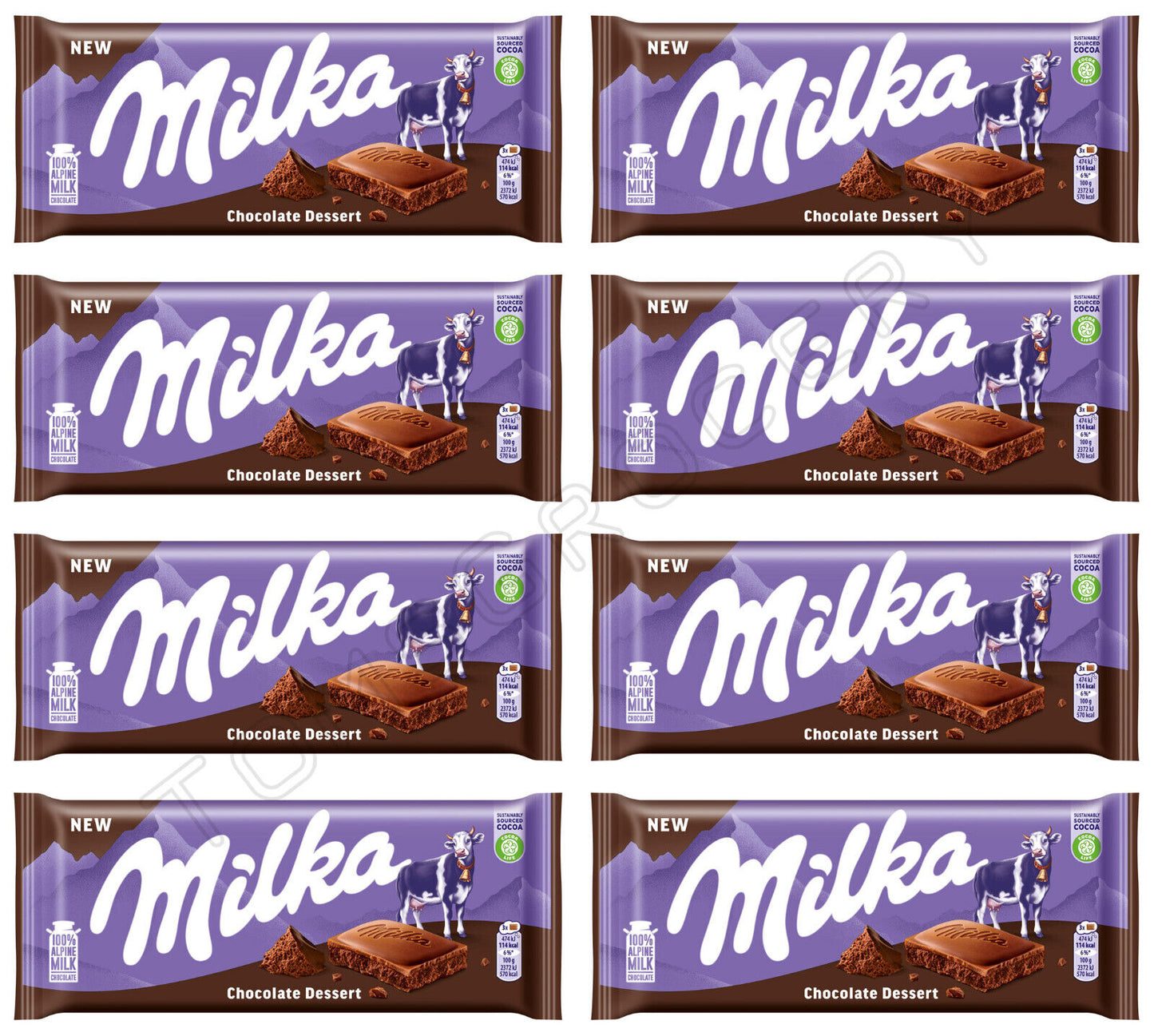 MILKA CHOCOLATE DESSERT Chocolate Bars European Candy Sweets 8x 100g 3.5oz