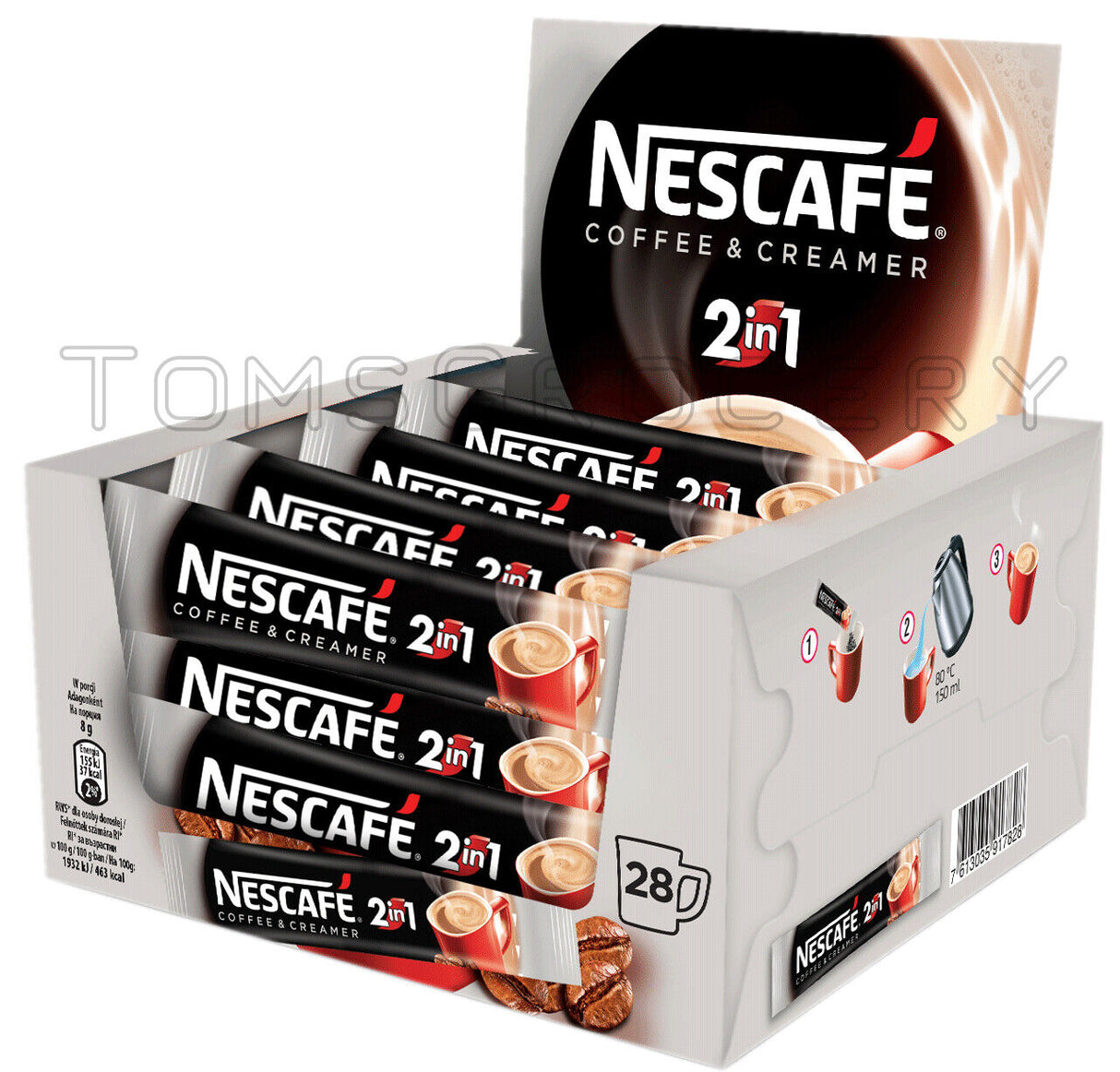 3 NESCAFE 2in1 Unsweetened Instant Coffee 28 Stick Boxes 224g 7.9oz