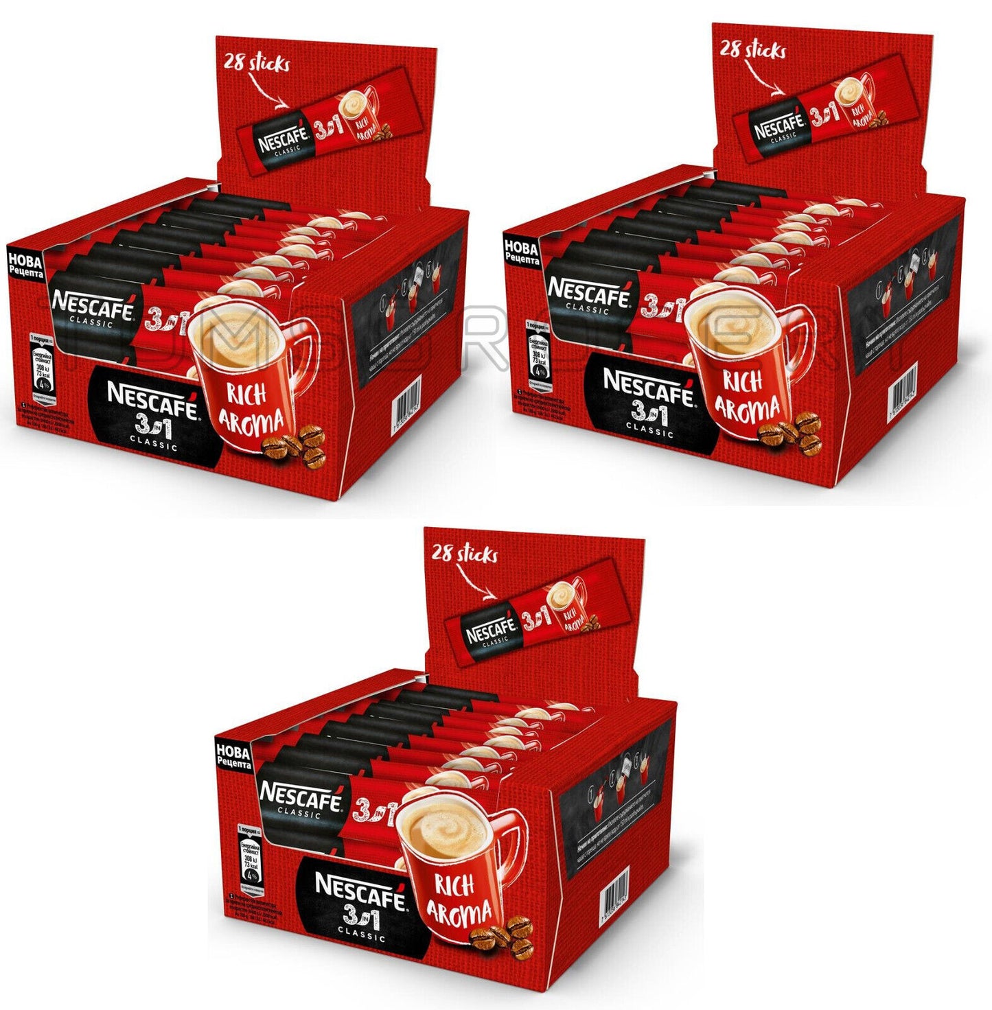 3 NESCAFE CLASSIC 3in1 Instant Coffee 28 Sticks Boxes