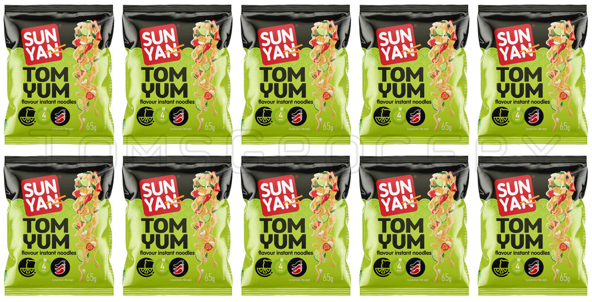 10 SUN YAN TOM YUM Instant Ramen Noodles Snacks Soup 65g 2.3oz