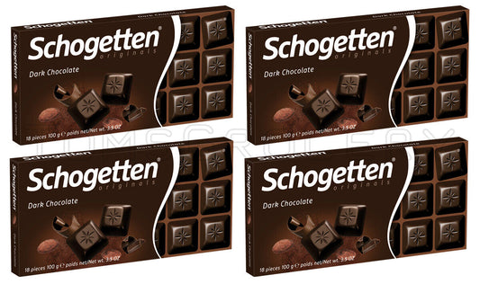 4 SCHOGETTEN Dark Chocolate Bars German Sweets Candy 100g 3.5oz